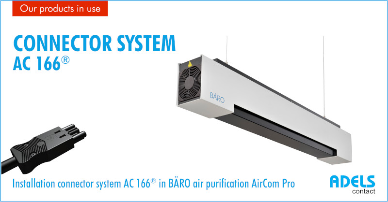 Building installation connector system AC 166® G in BÄRO air purifier AirCom Pro